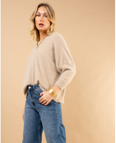 Pull col rond angora