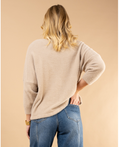 Pull col rond angora