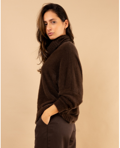 Pull col roulé angora