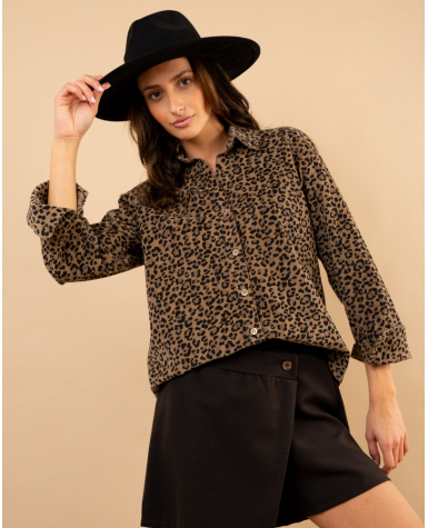 Chemise velours léopard