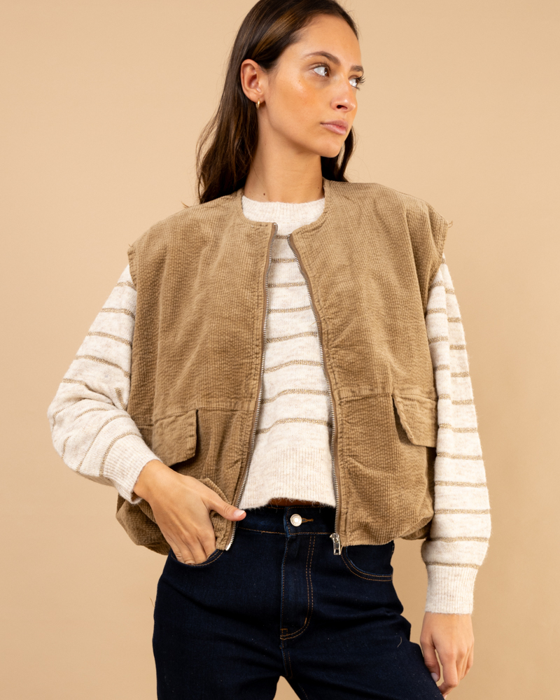 Veste sans manches côtelé