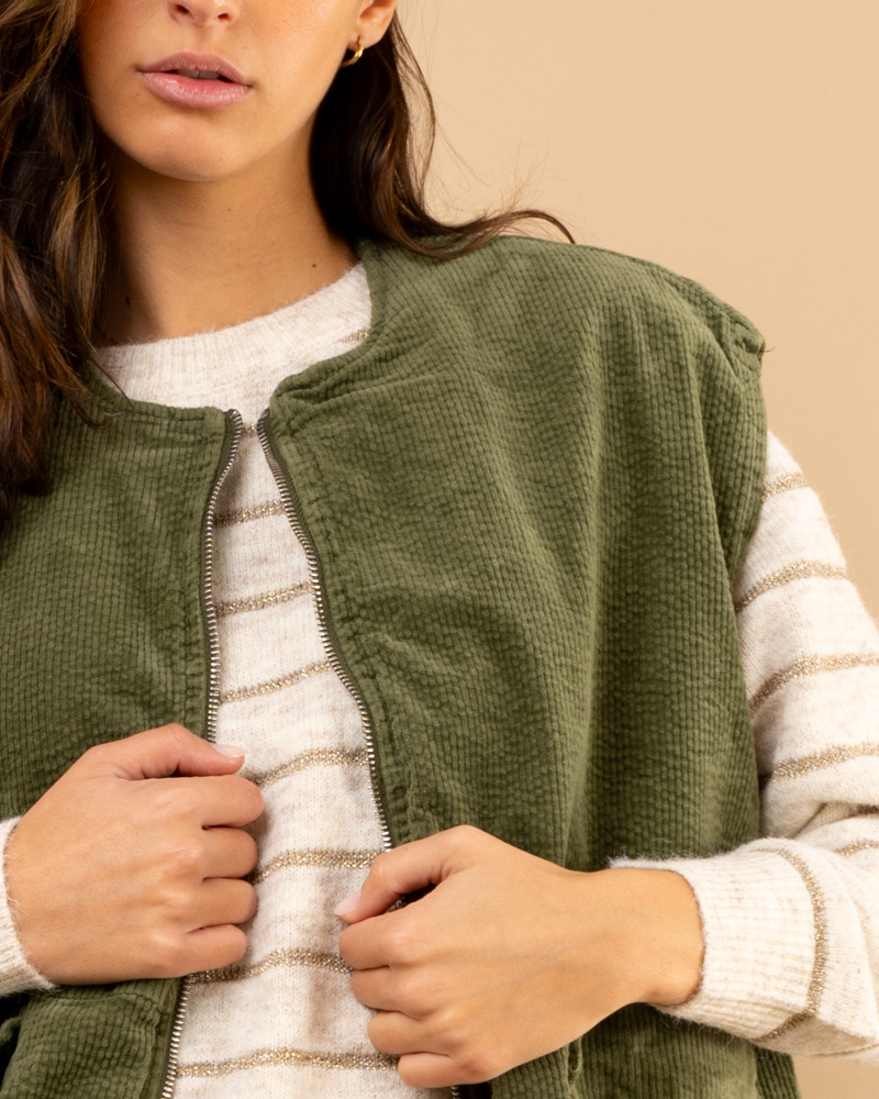 Veste sans manches côtelé