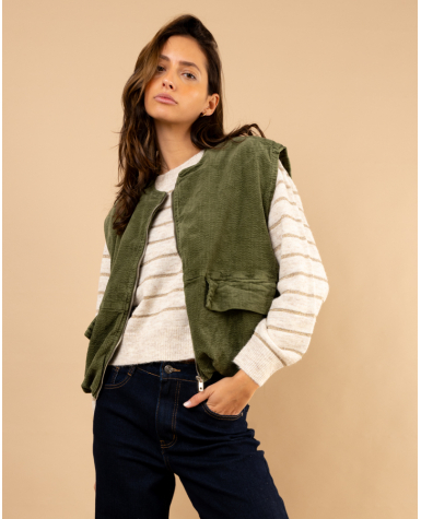 Veste sans manches côtelé