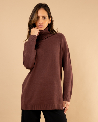 Pull large col roulé