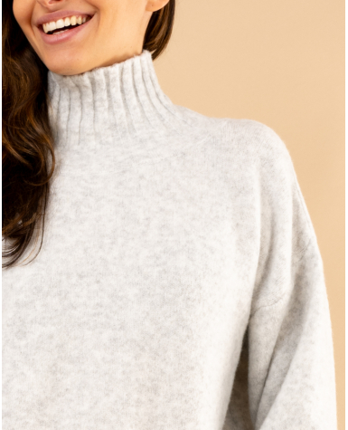Pull col haut laine
