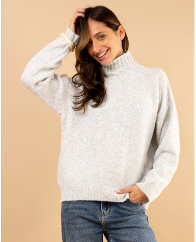 Pull col haut laine