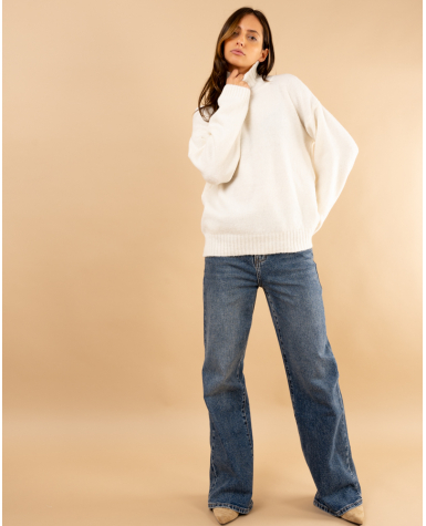 Pull col haut laine