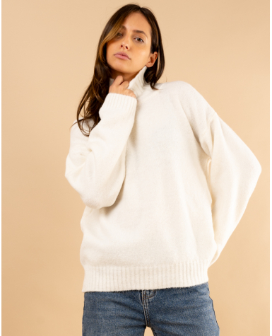 Pull col haut laine