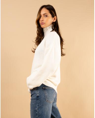 Pull col haut laine