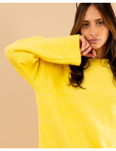 Pull col rond laine
