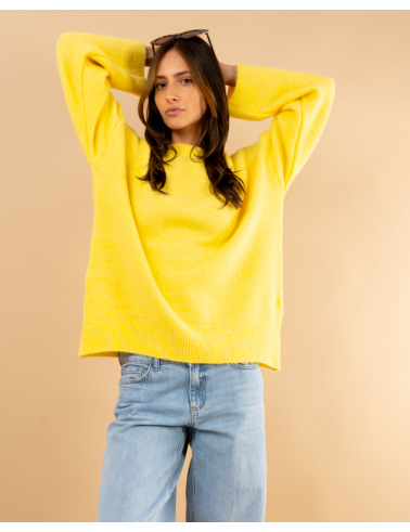 Pull col rond laine