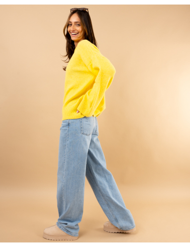 Pull col rond laine