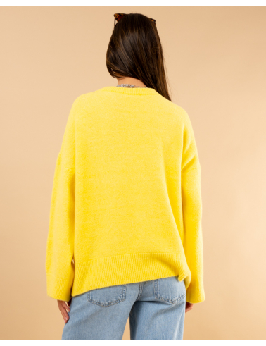 Pull col rond laine