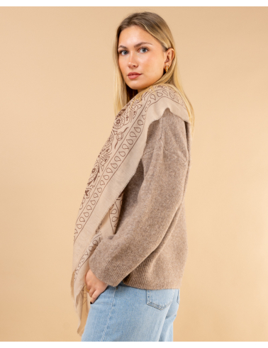 Pull col rond laine