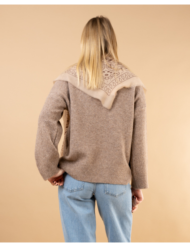 Pull col rond laine