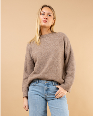 Pull col rond laine