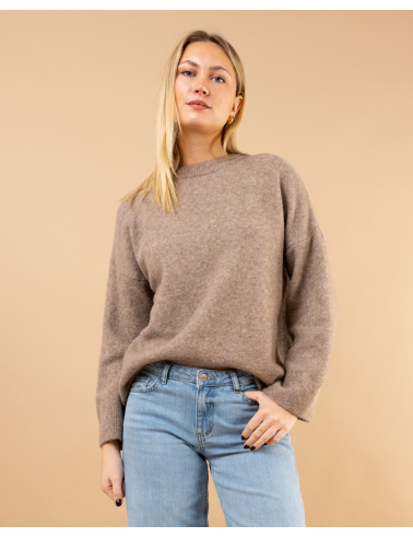 Pull col rond laine