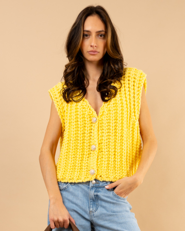 Gilet maille boutons
