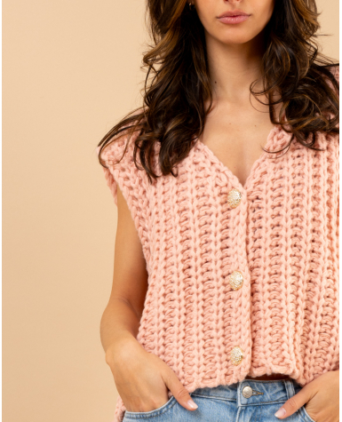 Gilet maille boutons