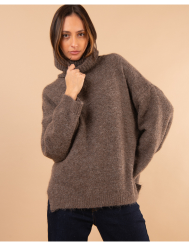 Pull col roulé laine