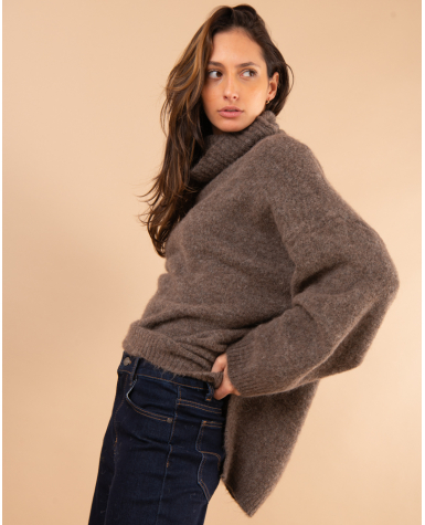 Pull col roulé laine