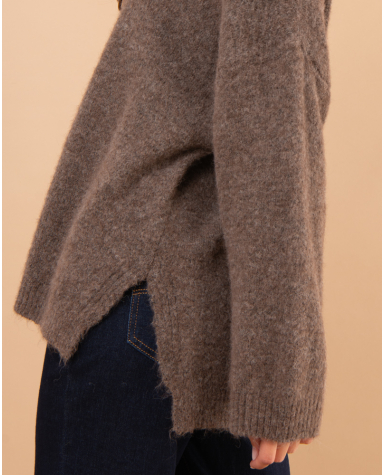 Pull col roulé laine