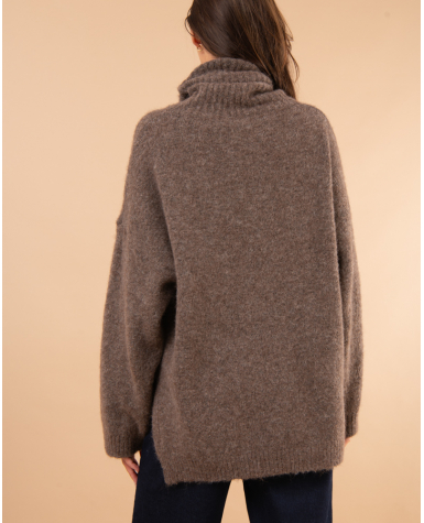 Pull col roulé laine