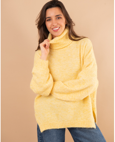 Pull col roulé laine