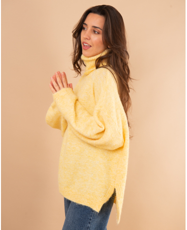 Pull col roulé laine