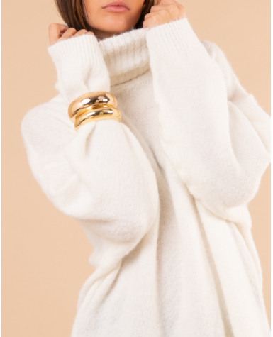 Pull col roulé laine