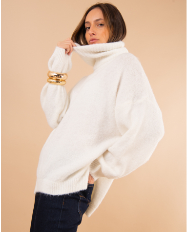 Pull col roulé laine