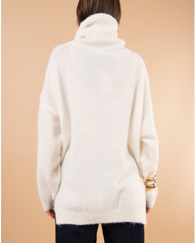 Pull col roulé laine