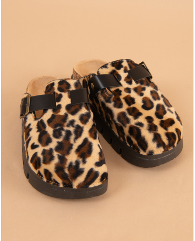 Mules plateforme léopard