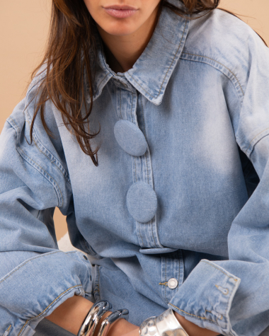 Veste jean boutons