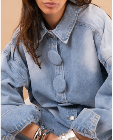 Veste jean boutons