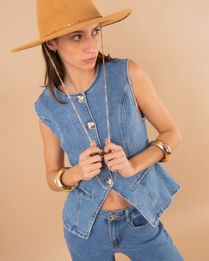 Gilet boutons dorés