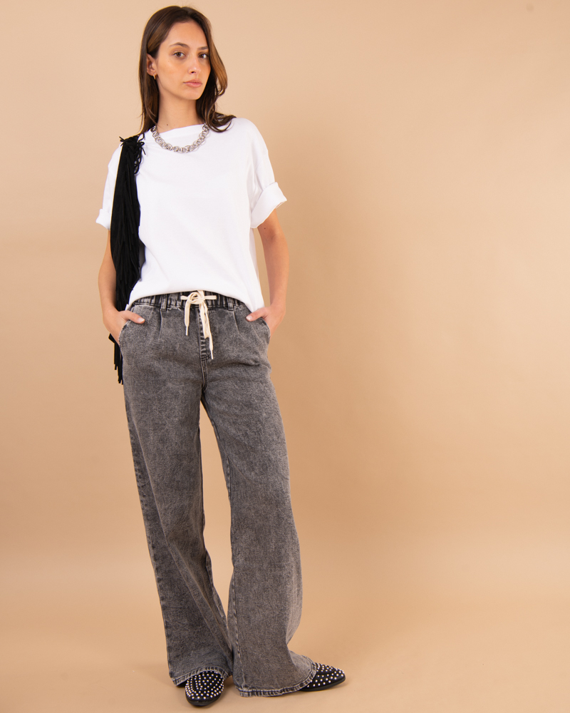 Jean gris large lacet