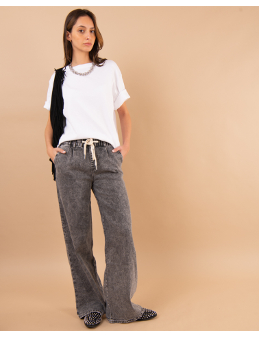 Jean gris large lacet