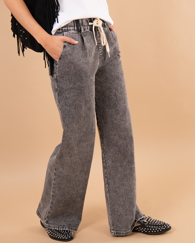 Jean gris large lacet