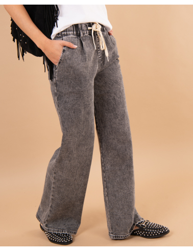 Jean gris large lacet