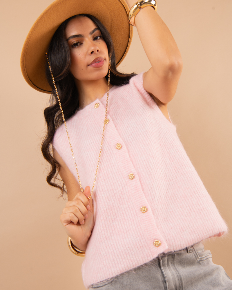 Gilet boutons fleurs