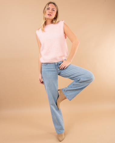 Pull sans manches boutons