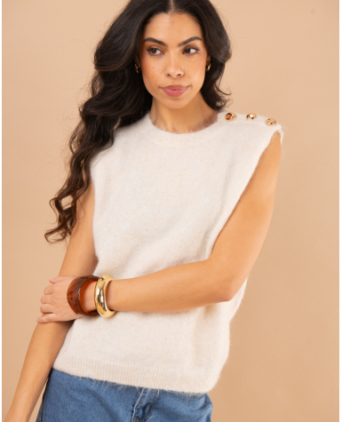 Pull sans manches boutons