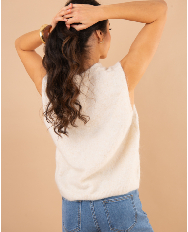 Pull sans manches boutons