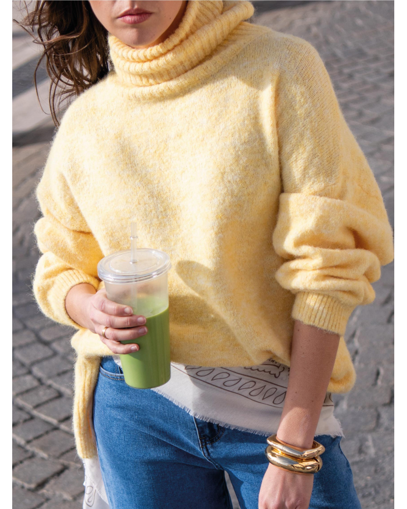 Pull col roulé laine