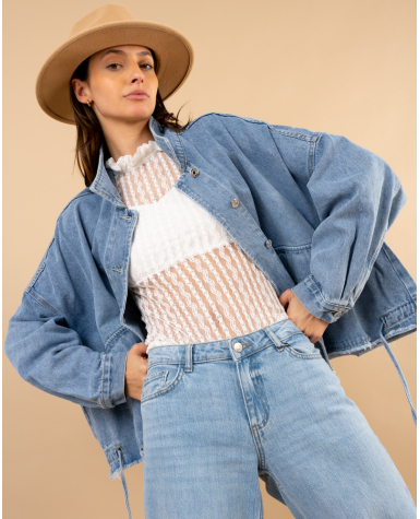 Veste jean lacet