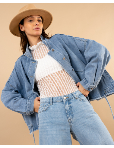 Veste jean lacet