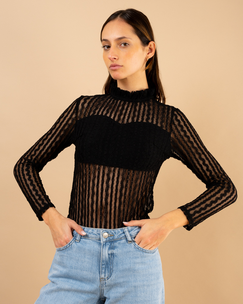 Body dentelle manches longues