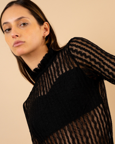 Body dentelle manches longues