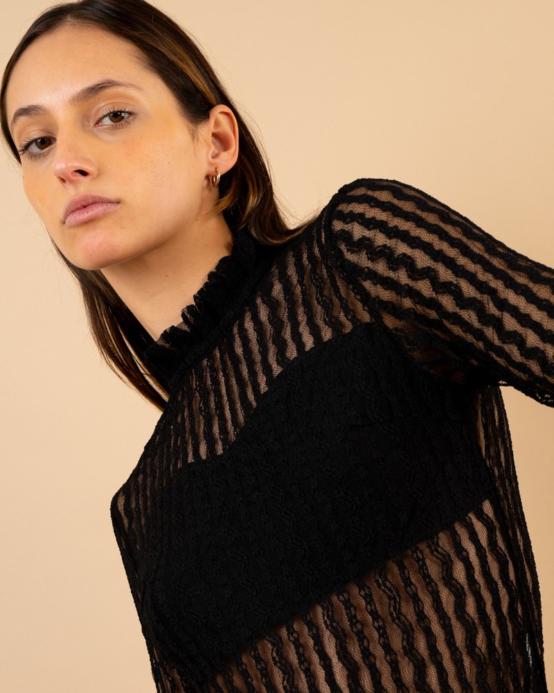 Body dentelle manches longues